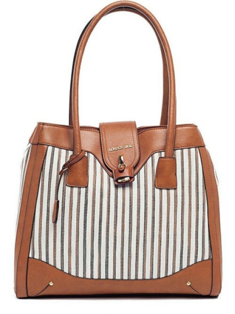 NWT London Fog White Tan Gray multi Woven Shoulder tote bag $150